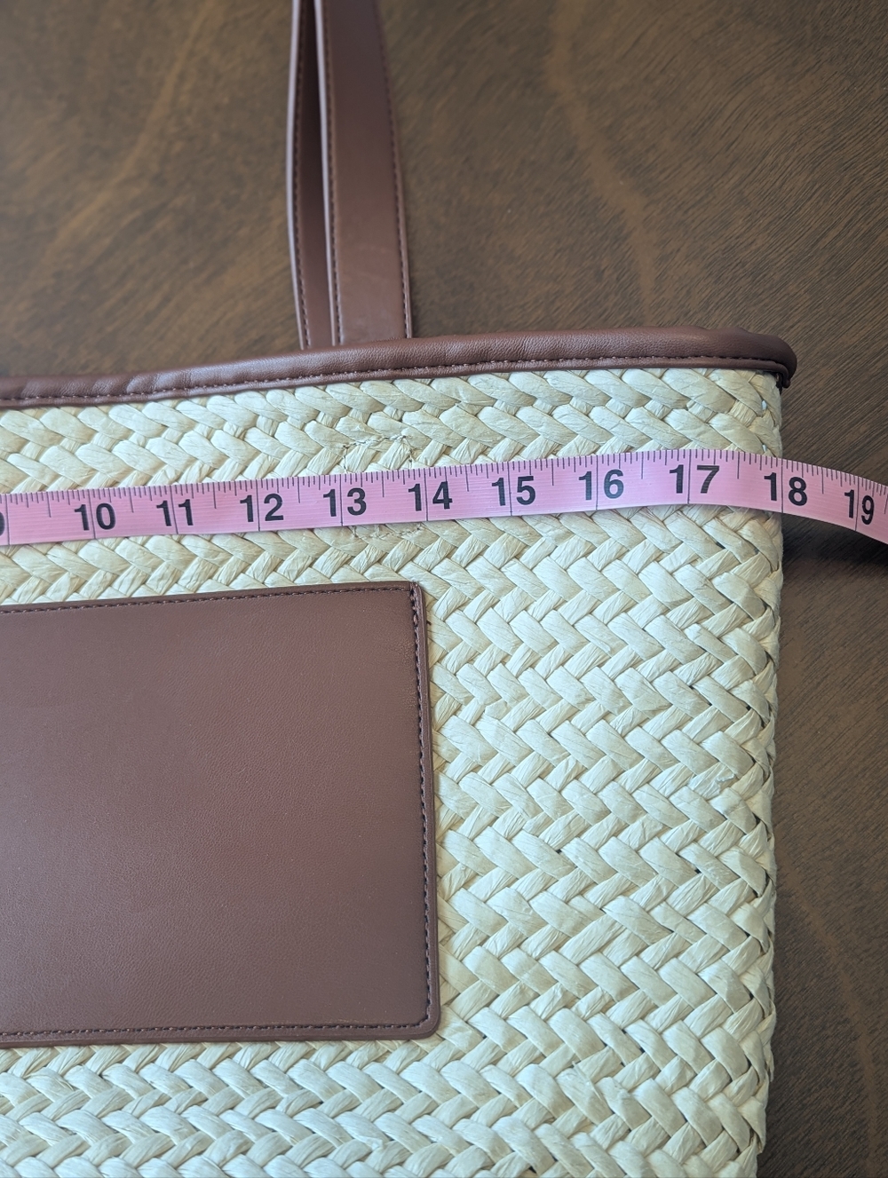LOFT Straw Tote with Brown Leather Trim - Picture 9 of 11